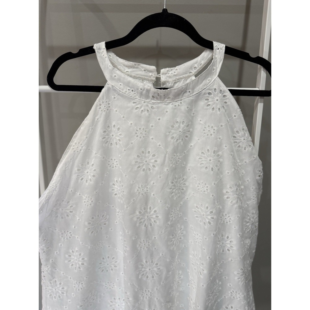 Women's White Floral eyelet Lace Halter Boho Cottagecore Summer A-Line Dress 3XL - Picture 3 of 6